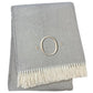 55" X 70" Gray And White Herringbone Cotton Blend A Initial Throw Blanket with Tassels And Embroidery