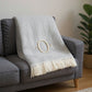 55" X 70" Gray And White Herringbone Cotton Blend A Initial Throw Blanket with Tassels And Embroidery