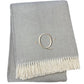 55" X 70" Gray And White Herringbone Cotton Blend A Initial Throw Blanket with Tassels And Embroidery