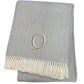 55" X 70" Gray And White Herringbone Cotton Blend A Initial Throw Blanket with Tassels And Embroidery