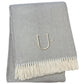 55" X 70" Gray And White Herringbone Cotton Blend A Initial Throw Blanket with Tassels And Embroidery