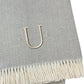 55" X 70" Gray And White Herringbone Cotton Blend A Initial Throw Blanket with Tassels And Embroidery