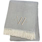 55" X 70" Gray And White Herringbone Cotton Blend A Initial Throw Blanket with Tassels And Embroidery