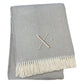55" X 70" Gray And White Herringbone Cotton Blend A Initial Throw Blanket with Tassels And Embroidery