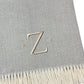 55" X 70" Gray And White Herringbone Cotton Blend A Initial Throw Blanket with Tassels And Embroidery