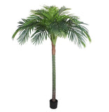 7" Green Artificial Palm In Cylindrical Black Cement Pot