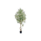 87" Green Artificial Olive Tree In Cylindrical Black Cement Pot