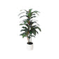 7" Green Artificial Dracaena In Cylindrical White Cement Pot