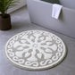 25" Taupe And White Cotton Round Medallion Bath Rug