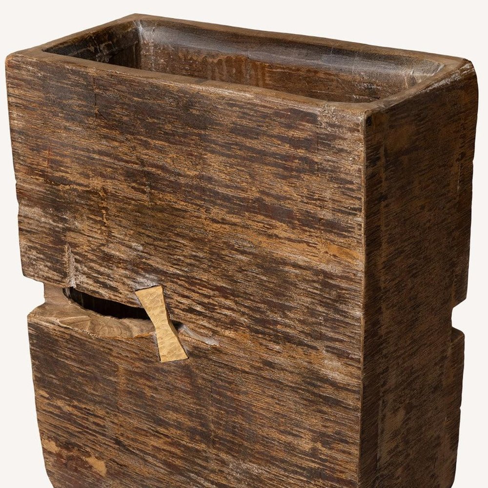 Brown Wood Pot Planter