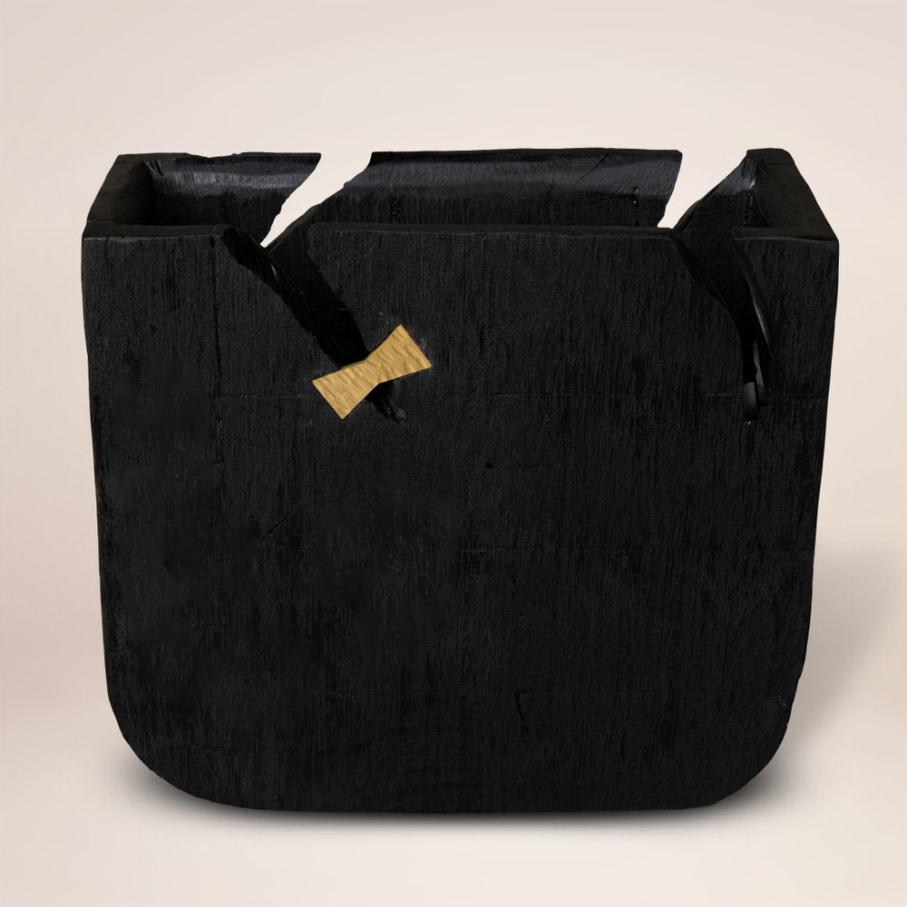Black Wood Square Pot Planter