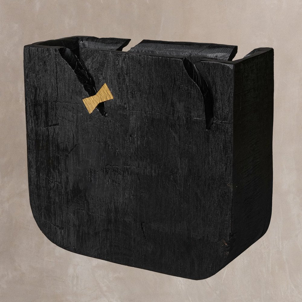 Black Wood Square Pot Planter