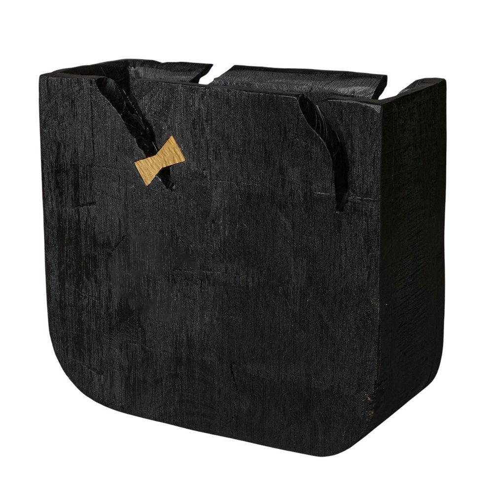 Black Wood Square Pot Planter
