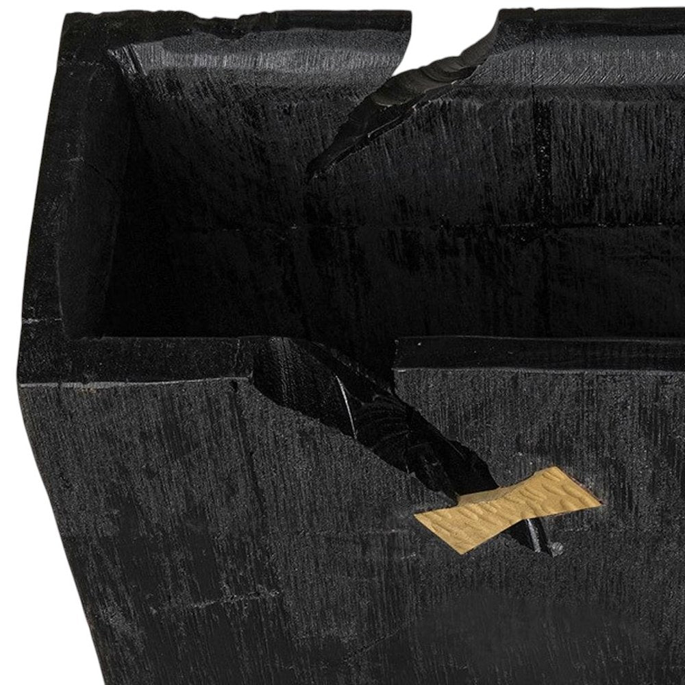 Black Wood Square Pot Planter