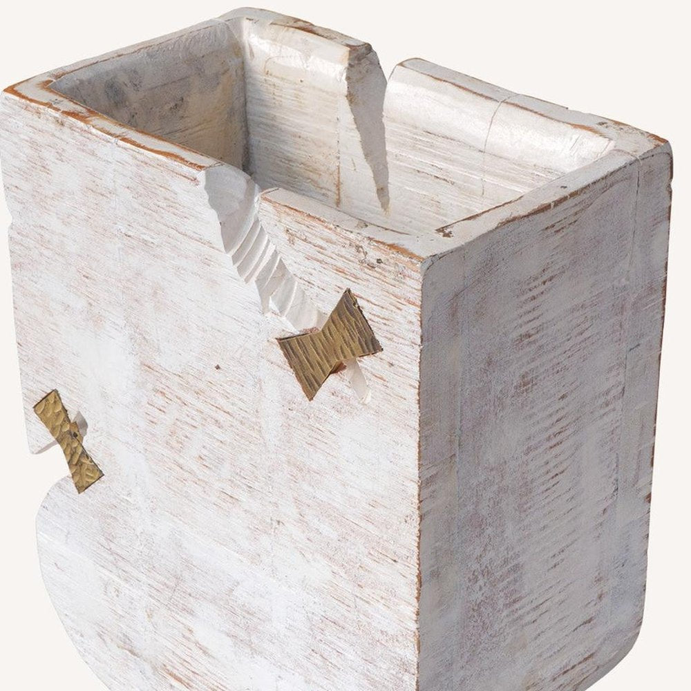 White Wood Pot Planter