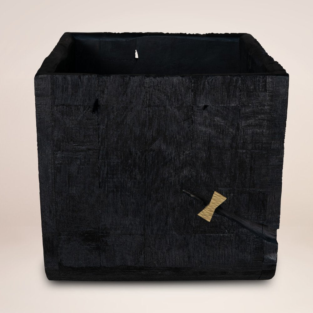 Black Wood Square Pot Planter