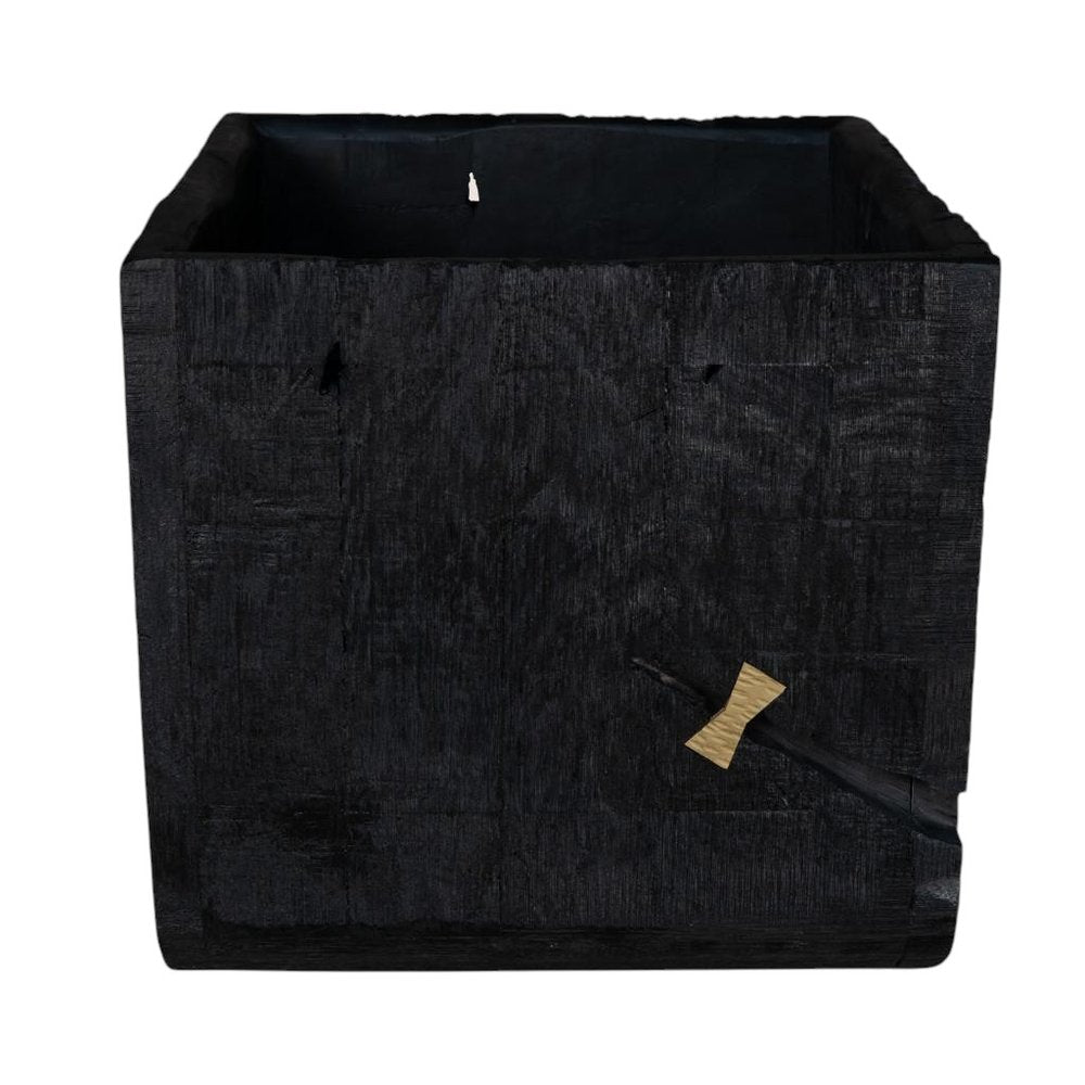 Black Wood Square Pot Planter