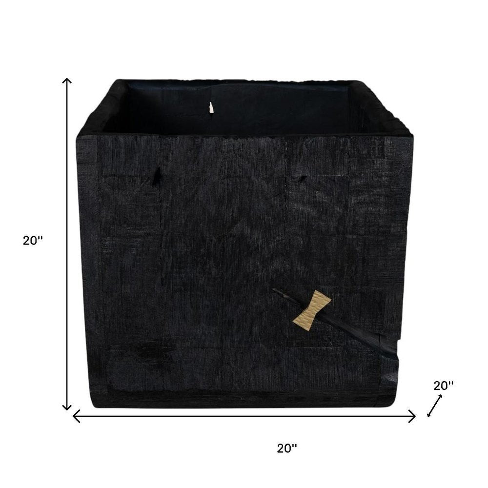 Black Wood Square Pot Planter