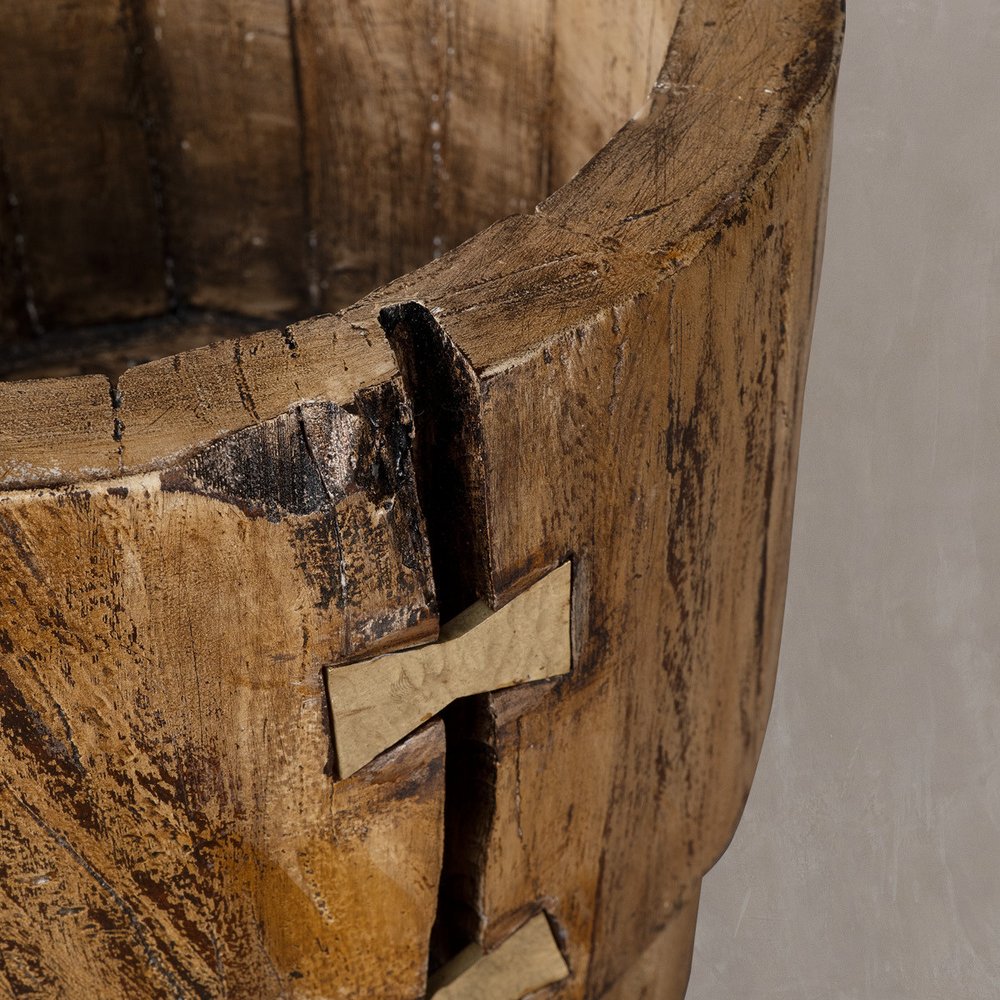 Brown Wood Pot Planter