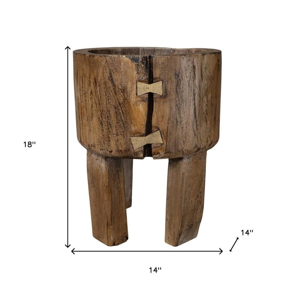 Brown Wood Pot Planter