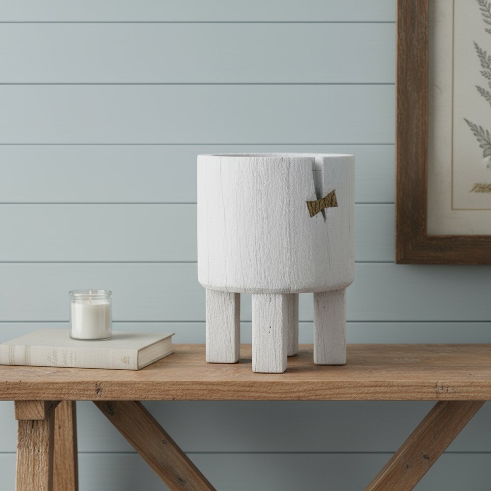 White Wood Pot Planter
