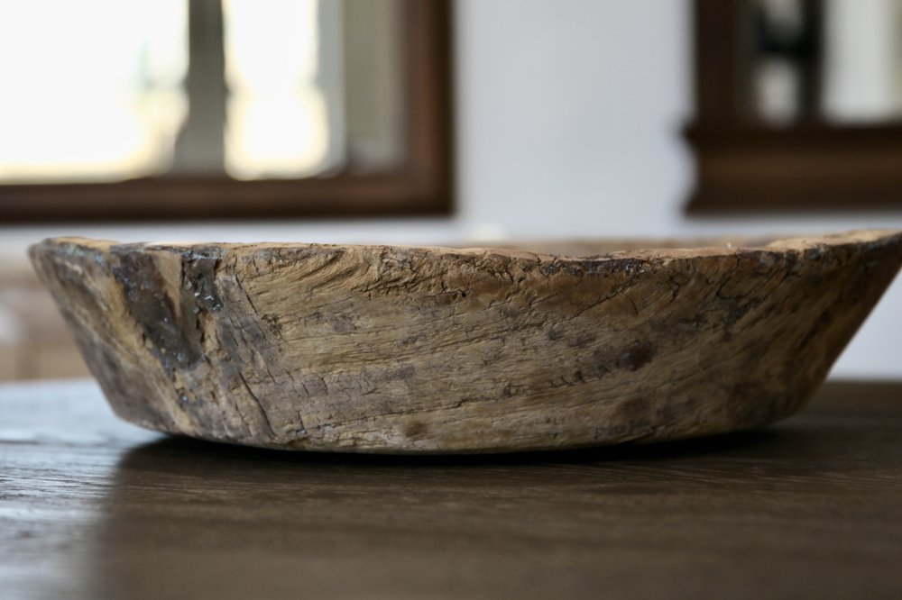 5" Beige Wood Decorative Bowl
