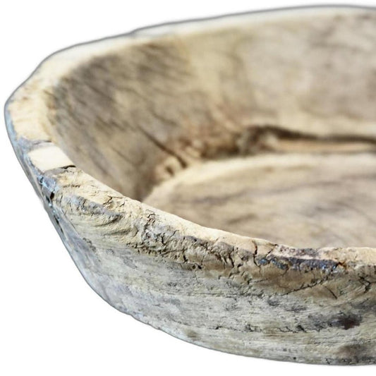 5" Beige Wood Decorative Bowl