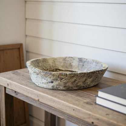 5" Beige Wood Decorative Bowl