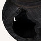 14" Black Solid Wood Table Vase With Sculptural Details