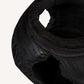 14" Black Solid Wood Table Vase With Sculptural Details