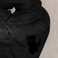 18" Black Solid Wood Table Vase With Sculptural Details