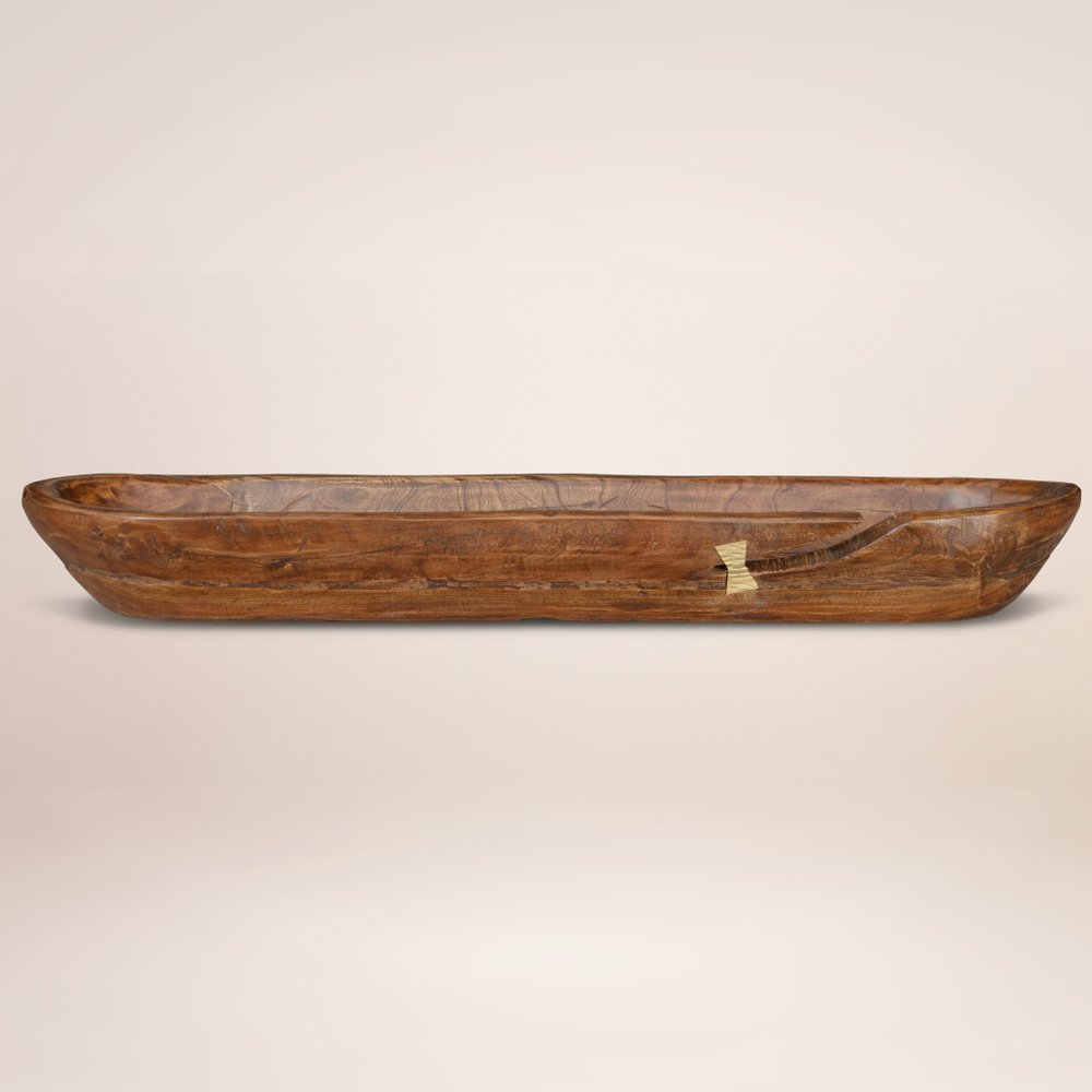 5" Brown And Natural Abstract Solid Wood Table Vase With Sculptural Details