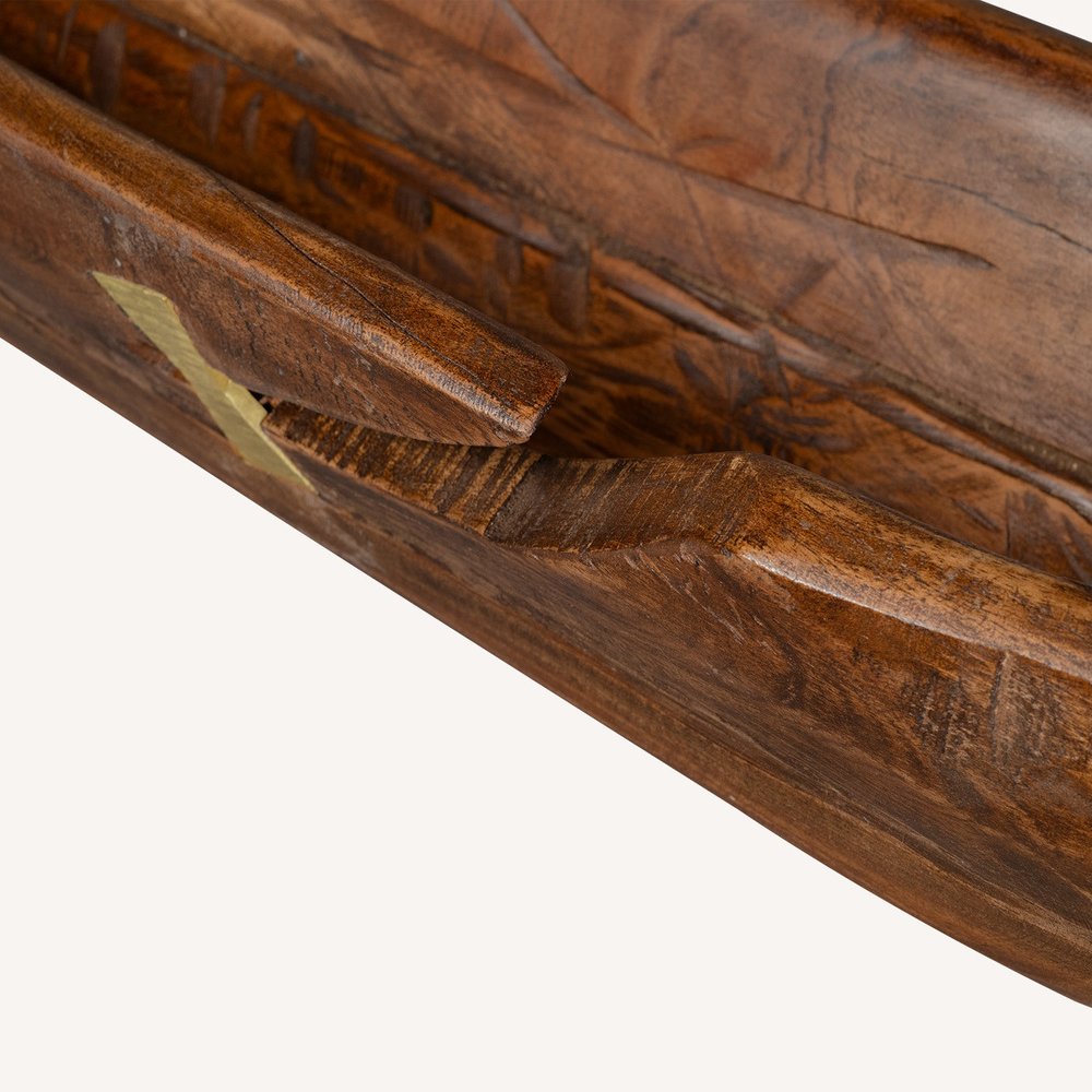 5" Brown And Natural Abstract Solid Wood Table Vase With Sculptural Details