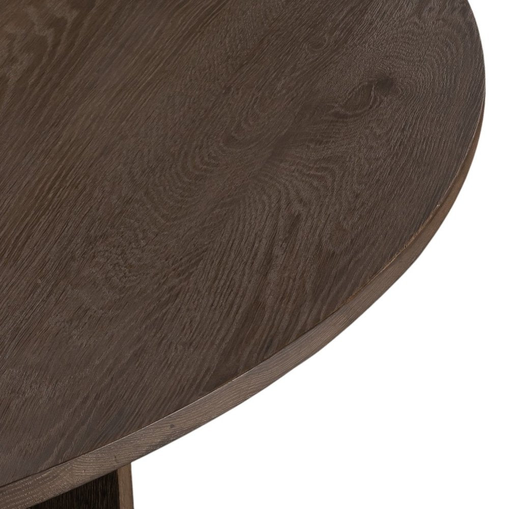 60" Brown Wood Pedestal Base Round Top Dining Table