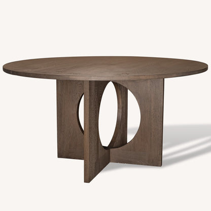 60" Natural Solid Wood Pedestal Base Round Top Dining Table