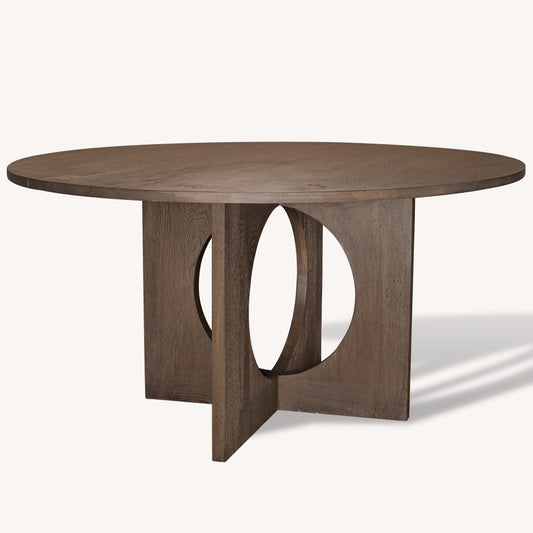 60" Natural Solid Wood Pedestal Base Round Top Dining Table