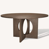 60" Natural Solid Wood Pedestal Base Round Top Dining Table
