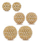 Set of Two 5" Gold Clear And Ivory Metal Faux Crystal And Pearl Decorative Orbs