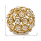 Set of Two 5" Gold Clear And Ivory Metal Faux Crystal And Pearl Decorative Orbs