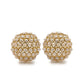 Set of Two 5" Gold Clear And Ivory Metal Faux Crystal And Pearl Decorative Orbs
