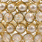 Set of Two 5" Gold Clear And Ivory Metal Faux Crystal And Pearl Decorative Orbs
