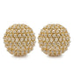 Set of Two 5" Gold Clear And Ivory Metal Faux Crystal And Pearl Decorative Orbs