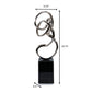 20" Silver And Black Aluminum And Marble Modern Abstract Tabletop Sculpture