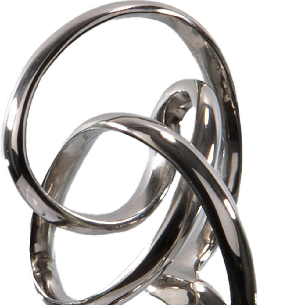 20" Silver And Black Aluminum And Marble Modern Abstract Tabletop Sculpture