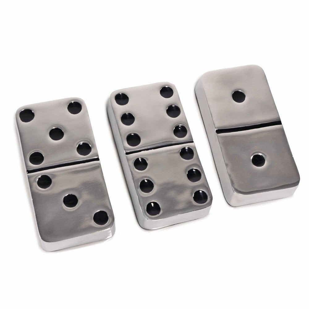 Set of Three Silver And Black Decorative Dominoes