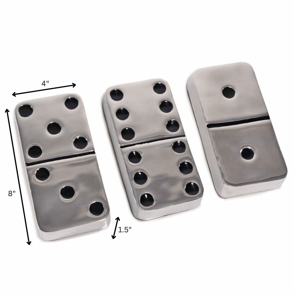 Set of Three Silver And Black Decorative Dominoes