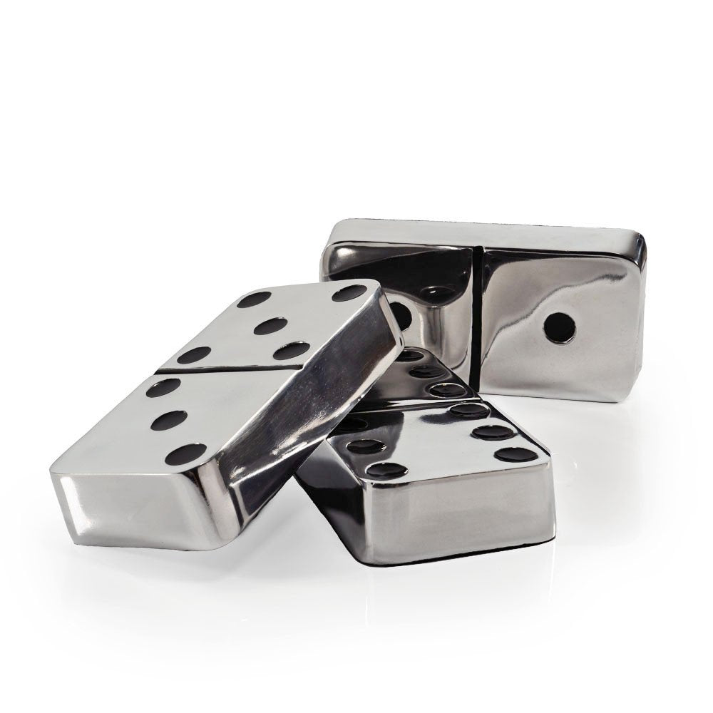 Set of Three Silver And Black Decorative Dominoes