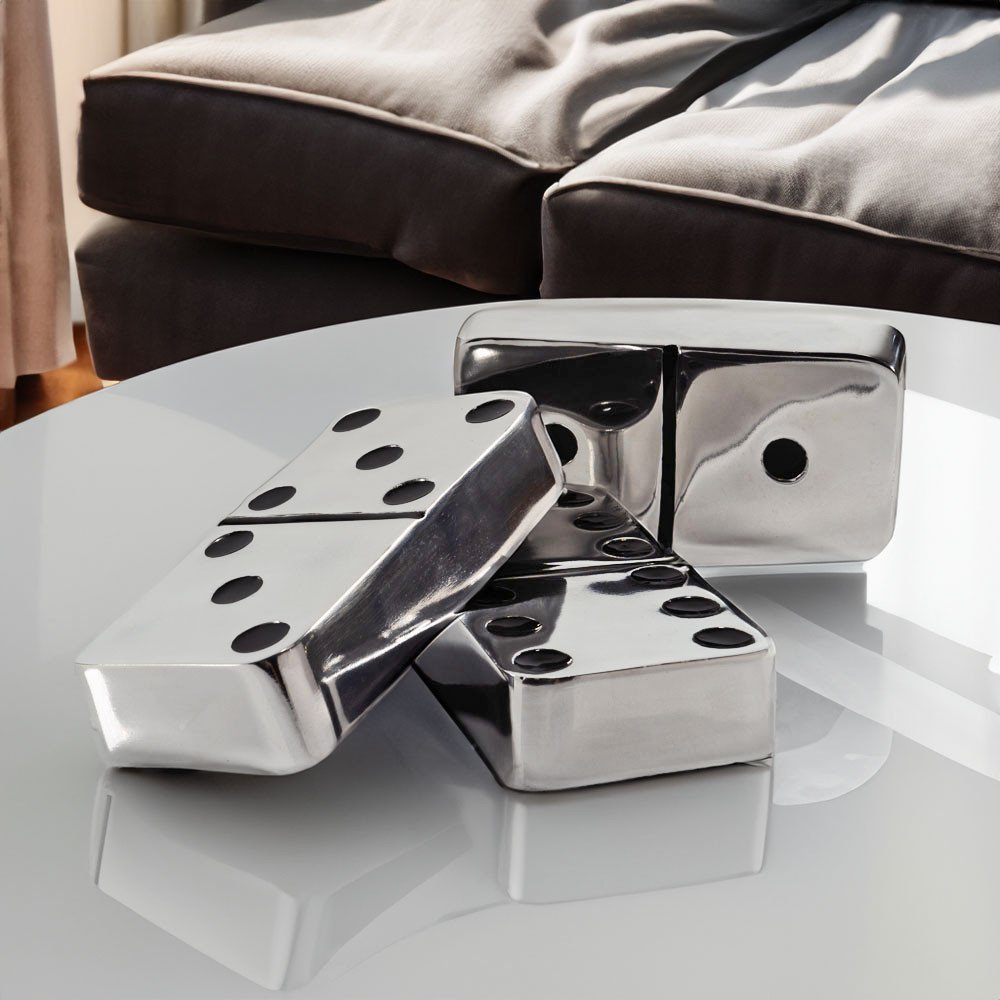 Set of Three Silver And Black Decorative Dominoes