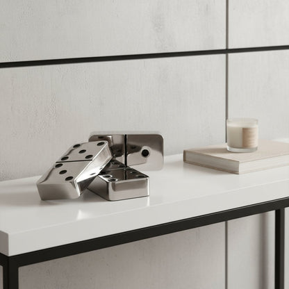 Set of Three Silver And Black Decorative Dominoes