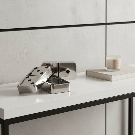 Set of Three Silver And Black Decorative Dominoes